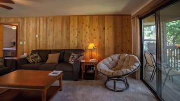 TV, fireplace, DVD player, video library