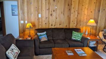 TV, fireplace, DVD player, video library