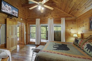 1 bedroom, desk, iron/ironing board, travel crib