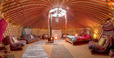 Luxurious yurts on off-grid eco retreat centre in stunning mountain location