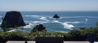 Romslig, fantastisk hage, badestamp og havutsikt!