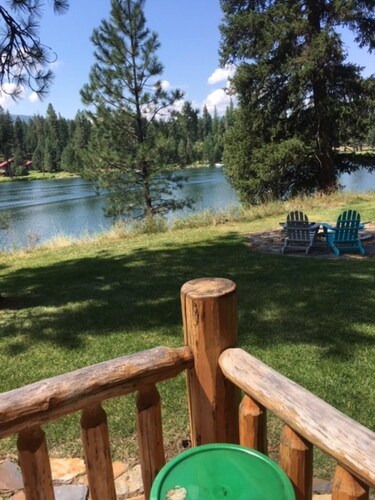 Newly built Log cabin nestled 100 ft from a private road and rests 60 ft from shoreline