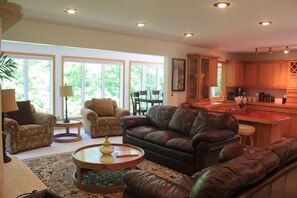 Smart TV, fireplace, DVD player, books