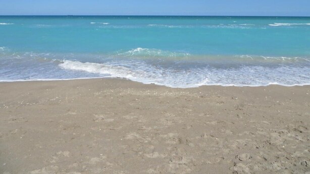 Una playa con agua turquesa cristalina y una orilla arenosa.