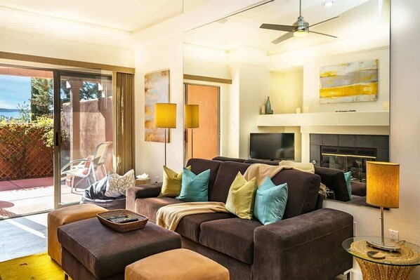 TV, fireplace, DVD player, offices