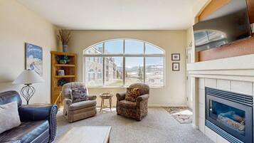 TV, lareira, DVD player