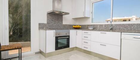 Fridge, microwave, oven, dishwasher