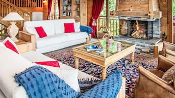 Télévision, cheminée, lecteur de DVD