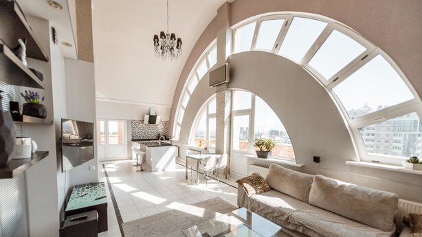 Leilighet – deluxe, 2 soverom, byutsikt, executive-nivå | Oppholdsområde
