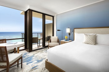 In-room safe, laptop workspace, blackout drapes, iron/ironing board at Halepuna Waikiki by Halekulani