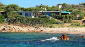 A coastal house with a green roof, surrounded by dense vegetation and a rocky shoreline. - Tritone by Interhome (Porto Istana)