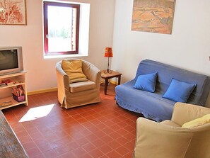 Een televisie en een open haard