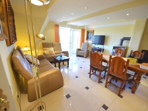 تلفزيون، مدفأة، مشغل دي في دي