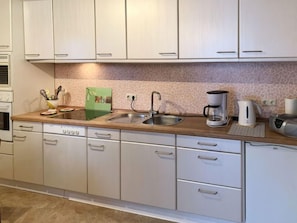 Fridge, microwave, oven, toaster