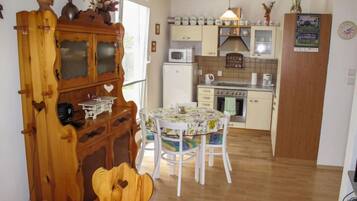 Fridge, microwave, oven, toaster