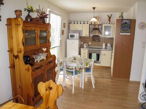 Fridge, microwave, oven, toaster