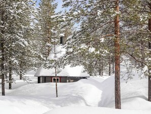 A snow-covered cabin surrounded by trees. - Lustola a by Interhome (Sodankylä)