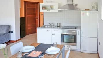 Geladeira, fogão, talheres/pratos/utensílios de cozinha, freezer