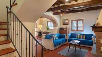 TV, fireplace, foosball