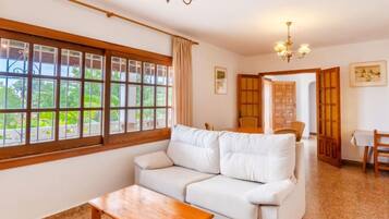 Una televisión, una chimenea