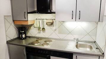 Fridge, oven, dishwasher, cookware/dishes/utensils