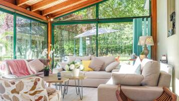 Télévision, cheminée, lecteur de DVD