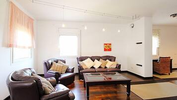 Una televisión, una chimenea, un reproductor de DVD