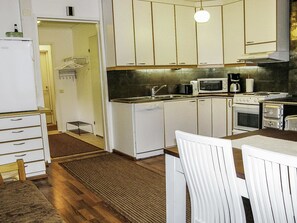 Fridge, microwave, dishwasher, toaster