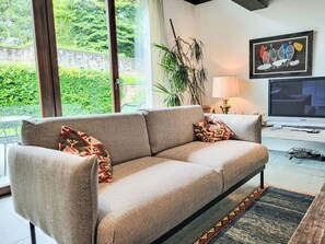 TV, fireplace