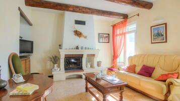 TV, fireplace, DVD player