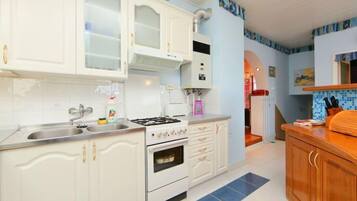 Fridge, microwave, oven, highchair