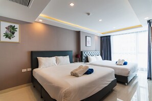 Deluxe One-Bedroom Pool View | 1 Schlafzimmer, Bettwäsche aus ägyptischer Baumwolle
