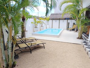 Outdoor pool, a heated pool - Typical Colonial Villa where time seems to have stood still Conciergerie Prof.) (Pointe aux Piments)
