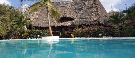 Una piscina al aire libre