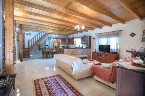 Televisio, takka, kirjoja