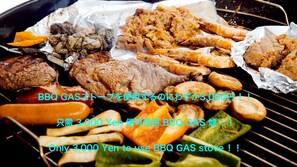 A variety of grilled foods on a BBQ GAS stove. - Mihana Onna-Son (Onna)