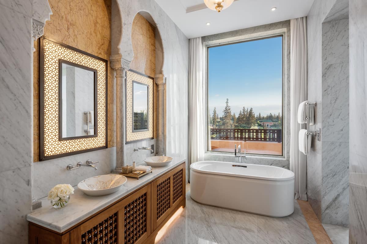 royal suite, private pool | bathroom | separate bathtub and shower, free toiletries, hair dryer, bathrobes