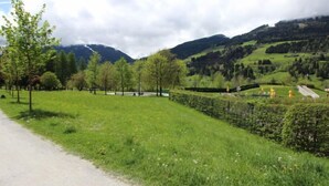 A rural landscape with a dirt path, green fields, and trees. - Apartment Römer by Interhome (Bad Hofgastein)
