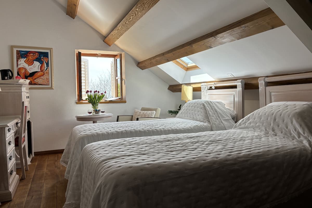 Habitació doble Deluxe | Roba de llit d'alta qualitat i cobrellits