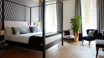 Down comforters, minibar, in-room safe, blackout drapes