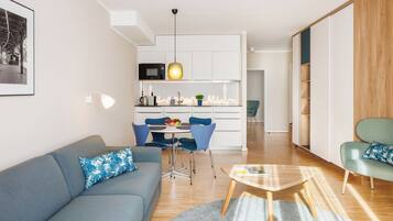 Apartment, 1 Bedroom | Private kitchen | Stovetop, coffee/tea maker, eco-friendly cleaning products