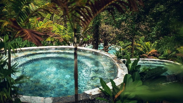 Outdoor pool, pool loungers