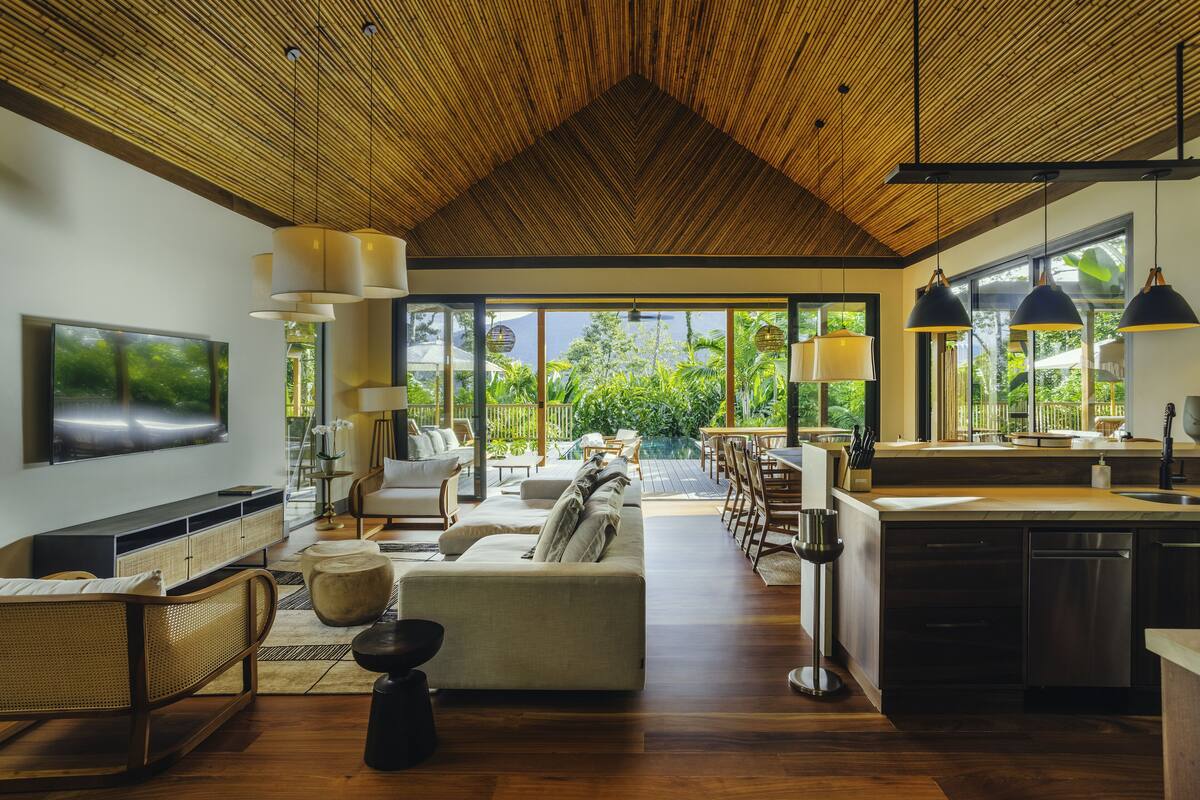 grand tent | living area | 42-inch flat-screen tv with cable channels