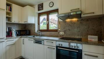 Fridge, microwave, oven, dishwasher