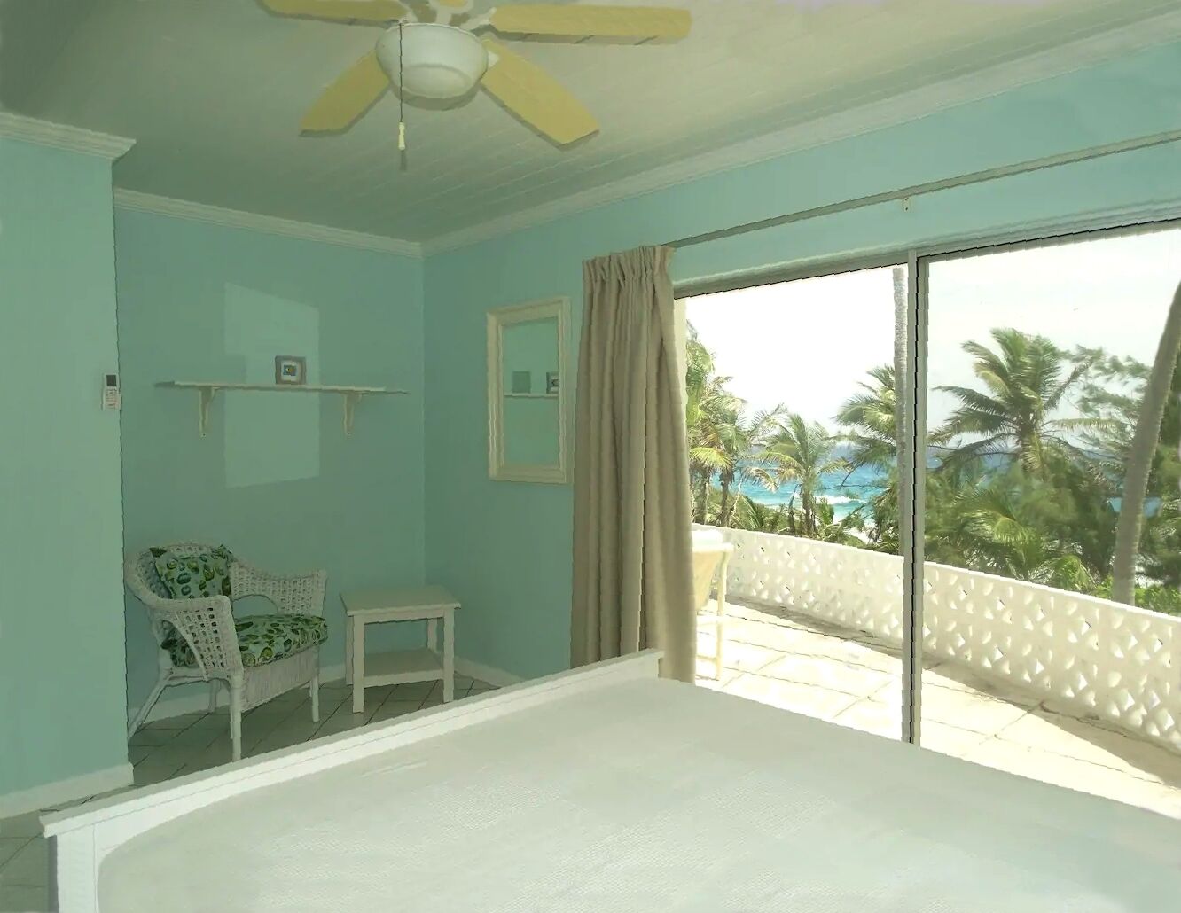 2nd bedroom looks out on to the porch and out to the ocean