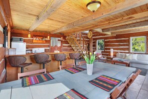 The home has an open concept ideal for entertainment - Charming Custom Log Cabin - Perfect for Stargazers and Day-Trippers! (Fischer)