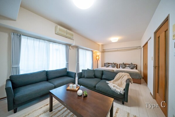 2 Bedroom Apartment 406,506,606,706,806 | Living area | 43-inch flat-screen TV with digital channels, TV - Grandouce Matsuyamachi (Osaka)