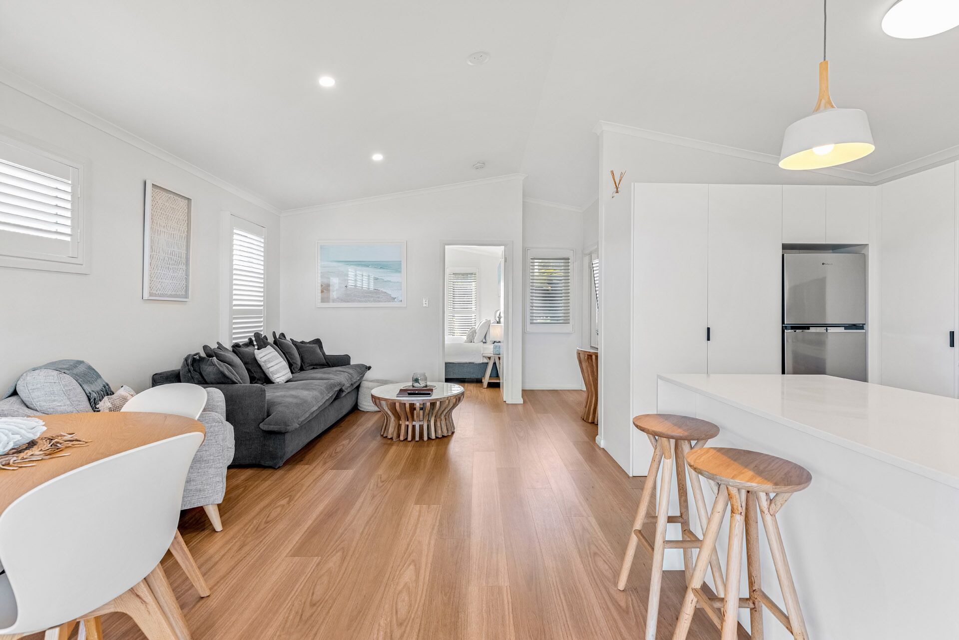 one bedroom waterfront villa | living area | 42-inch smart tv with digital channels, tv