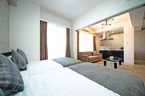 Appartement Familial, 2 chambres, non-fumeurs, cuisine | Bureau, espace de travail pour ordinateur portable, rideaux occultants