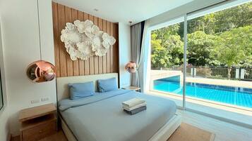 Luxury-Apartment, 1 Schlafzimmer, Poolzugang | Allergikerbettwaren, Minibar, Zimmersafe, laptopgeeigneter Arbeitsplatz